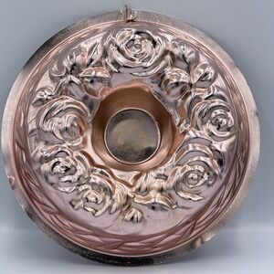VTG 1963 Pink Rose Wall Hanging Mold Coquette Floral Kitchen Decor 5 Cup Cottage